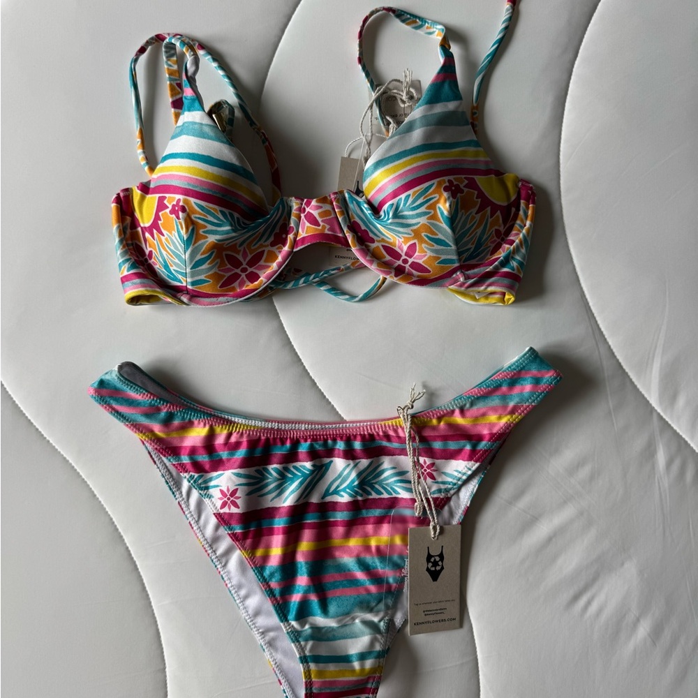 Kenny Flowers Blue and Pink Bikini Set Vibrant Swimwear